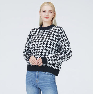 Tayla Houndstooth Sweater - SunsetFashionLA